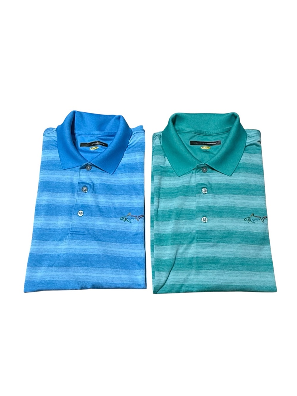 2 Greg Norman Polo Shirts Men Large Golf Performance Play Dry Bundle